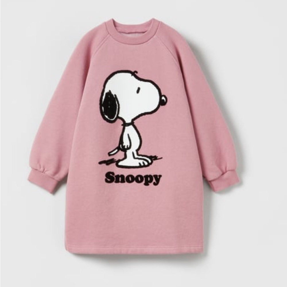 Zara Snoopy Pink Sweatshirt Dress